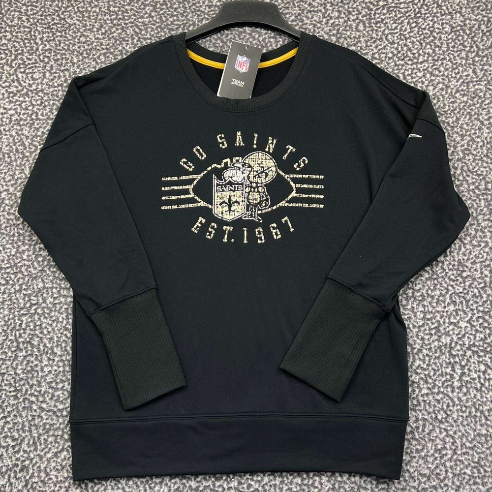Nike Dri-Fit Shirt Men Medium New Orleans Saints NFL Long Sleeve Crew Neck New M